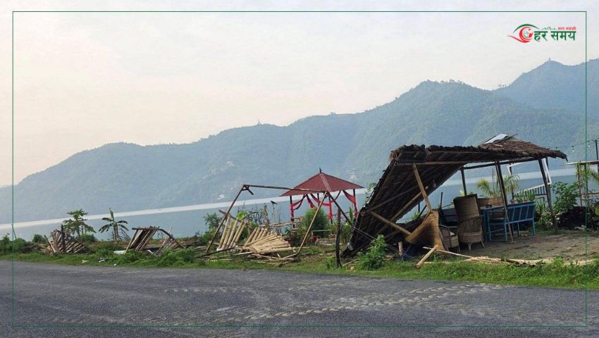 फेवाताल किनारका अवैध संरचनामा डोजर, कर्ण शाक्यको वाटरफ्रन्ट रिसोर्टको स्विमिङ पुल भत्काइयो