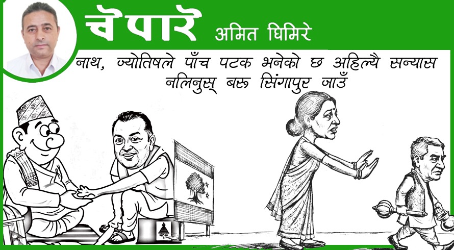 कार्टुन : अहिले सन्यास नलिनुस् बरु सिंगापुर जाउँ !