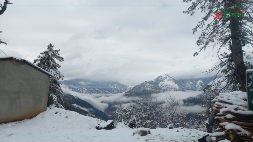 उत्तरी हिल्सा लगायत उच्च भूभागमा हिमपात 