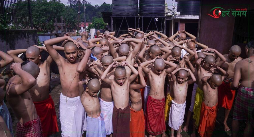 पशुपति वेद वृद्धाश्रमका बटुकहरूको श्रावण स्नान गरी व्रत सुरु (भिडियोसहित)