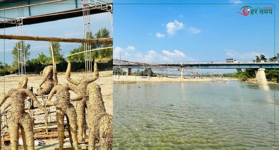 छठ पूजाका लागि जलाशय सजावट सुरु