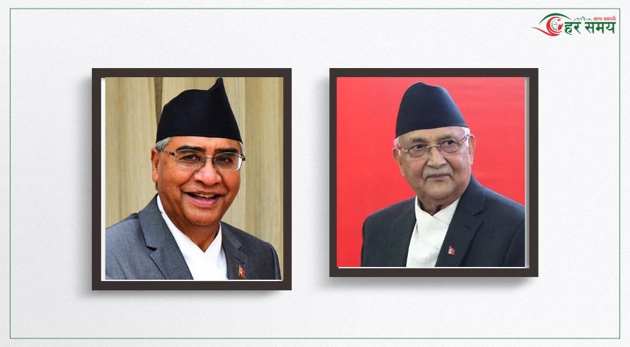 प्रधानमन्त्री केपी शर्मा ओली र नेपाली कांग्रेसका सभापति शेरबहादुर देउवाबीच भेटवार्ता