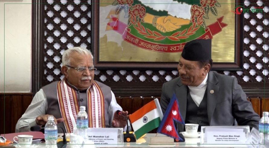 मन्त्री सिंह र  भारतका विद्युतमन्त्री भट्टरबीच शिष्टाचार भेटवार्ता (भिडियोसहित)