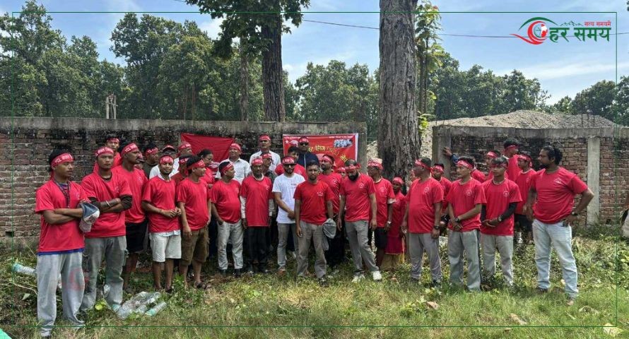 वाइसीएल नवलपुरले गर्‍यो शहिद रमा स्मृति रंगशाला सरसफाई