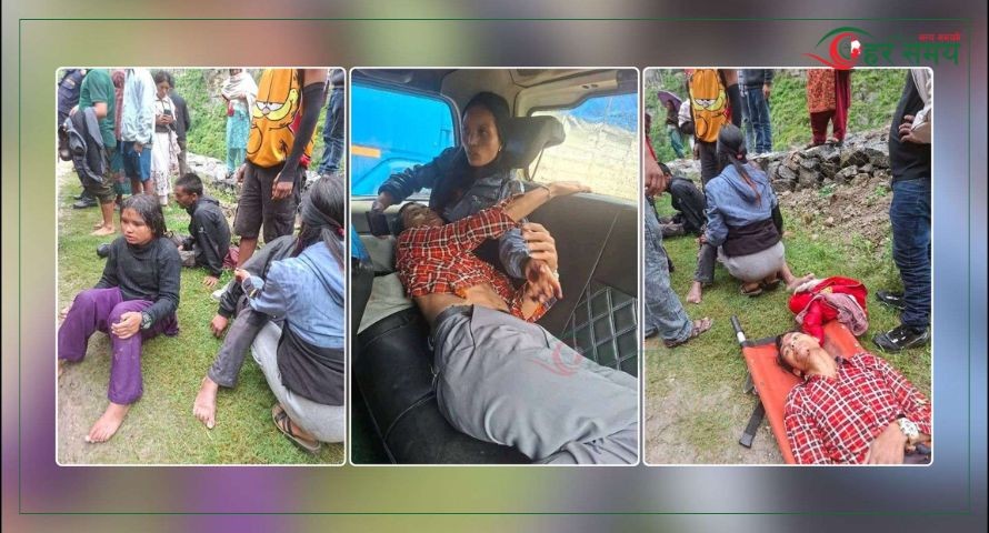 जुम्लाबाट सुर्खेत हिँडेको फोर्स गाडी दुर्घटना, सात जना घाइते
