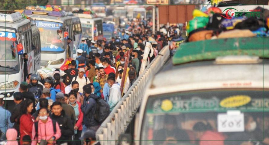 घटस्थापनादेखि आजसम्म पाँच लाखले छोडे काठमाडौं उपत्यका