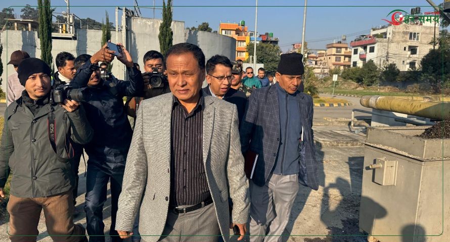 मन्त्री घिसिङद्वारा गुह्येश्वरी ढल प्रशोधन केन्द्रको स्थलगत निरीक्षण