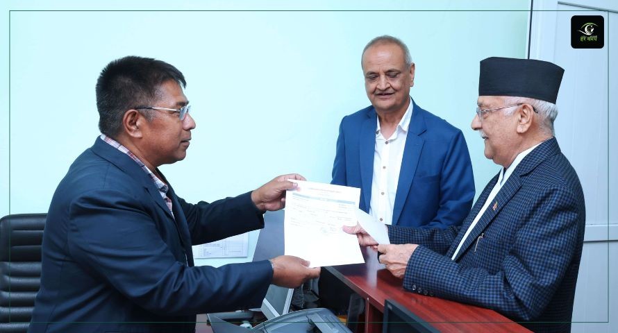 अध्यक्ष ओलीले तिरे एमालेको लेबी