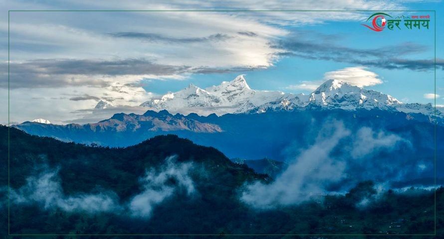 असोज १९ : मौसम खुलेपछि गोरखाबाट देखिएको मनासलु हिमाल