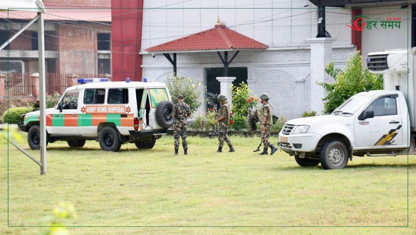 रास्वपाको बन्दसत्रमा नेपाली सेनाको बम डिस्पोजल टोली
