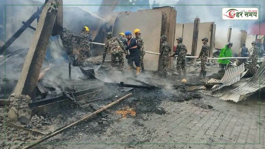 दोभानमा आगलागीबाट १० घर जलेर नष्ट
