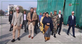 सिंहदरबारको अवलोकनमा पूर्वराष्ट्रपति भण्डारी