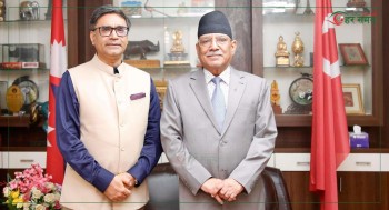 प्रचण्डसँग भारतीय विदेशसचिव मिस्रीको शिष्टाचार भेटवार्ता