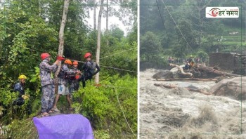  खोलाको बीचमा फसेका तीन जनाको सशस्त्रले गर्यो सकुशल उद्धार