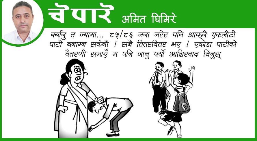 कार्टुन : पार्टी समाउन जान परो आशिरवाद दिनुस्!