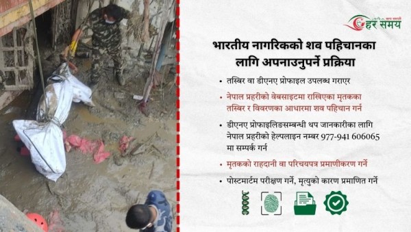बाढीमा ज्यान गुमाएका भारतीय नागरिकको शव पहिचानका लागि अपनाउनुपर्ने प्रक्रिया सार्वजनिक