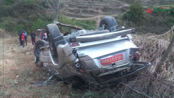 स्कारपियो दुर्घटना : चालक निदाउँदा गाडी ३० मिटर तल खस्यो, ४ घाइते