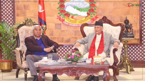 गठबन्धनमा संकट परेपछि ओली देउवाबीच भेटवार्ता