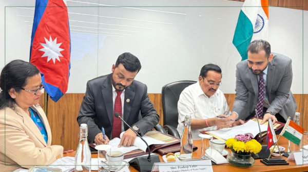 खानेपानीमन्त्री यादव र भारतीय जलशक्तिमन्त्री पाटीलबीच बास क्षेत्रको विकाससम्बन्धी समझदारीपत्रमा हस्ताक्षर