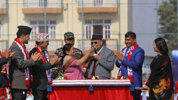 ओलीले कार्यकर्तामाझ मनाए ७४औं जन्मदिन