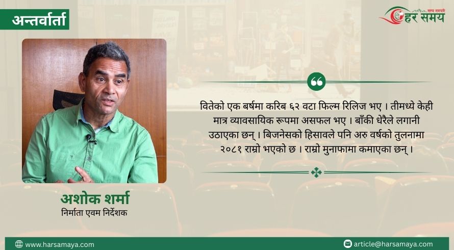 ०८१ सालमा नेपाली फिल्म स्वदेशमा सफल, विदेशमा चुनौतिपूर्ण : अशोक शर्मा (भिडियोसहित)