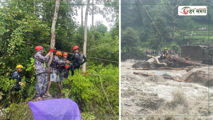 खोलाको बीचमा फसेका तीन जनाको सशस्त्रले गर्यो सकुशल उद्धार