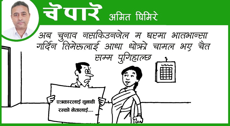 कार्टुन : पत्रकारलाई चुनावी रन्को नेतालाई........