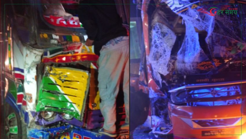 मकवानपुरमा ट्रक र बस एक आपसमा ठोक्किँदा १४ जना घाइते