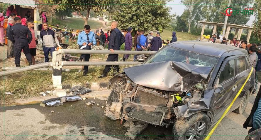 धनुषामा कारको ठक्करबाट श्रीमतीको मृत्यु, श्रीमान घाइते