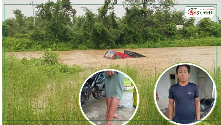 बाढीले मकवानपुरमा खाली ट्रक बगायो, चालक पौडिएर बाहिर निस्किए